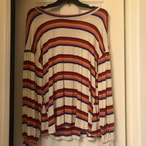 Medium Colorful Striped Long-Sleeve Blouse